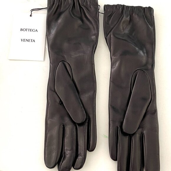 Bottega Venega Womens Long Leather Gloves Black 671708 - Picture 2 of 12